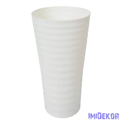 Műanyag váza hullámos oldalú D24cm M48cm - Fehér
