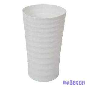 Műanyag váza hullámos oldalú D19cm M32cm - Fehér