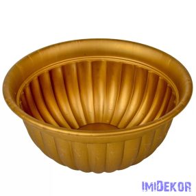 Műanyag kerek tál bordás D26cm M12cm - Arany