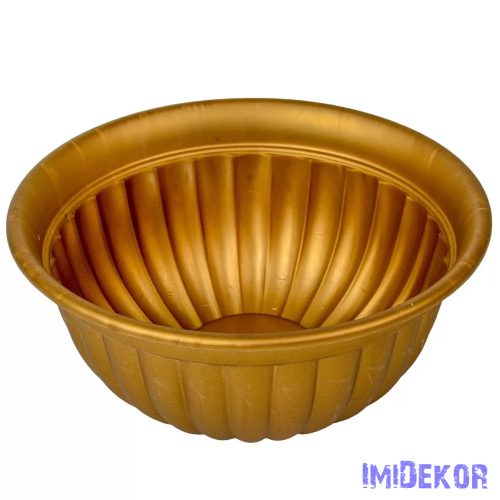 Műanyag kerek tál bordás D26cm M12cm - Arany