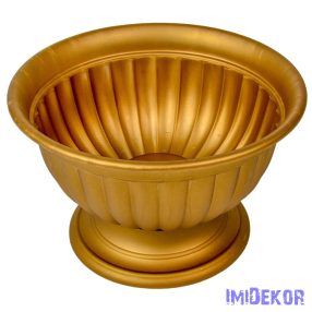 Műanyag kerek talpas bordás tál D26cm M16cm - Arany