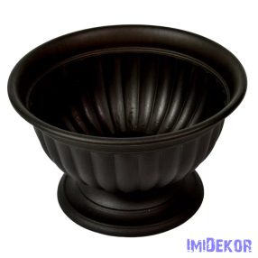 Műanyag kerek talpas bordás tál D26cm M16cm - Grafit