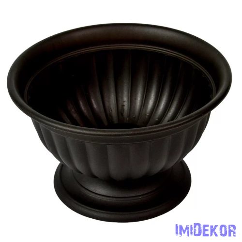 Műanyag kerek talpas bordás tál D26cm M16cm - Grafit