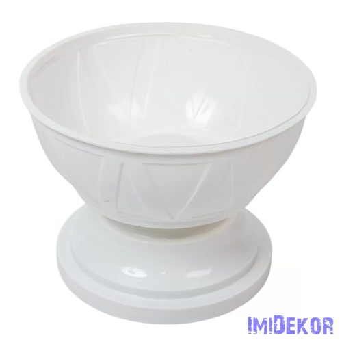 Műanyag talpas tál háromszög mintás D18cm M13cm - Fehér