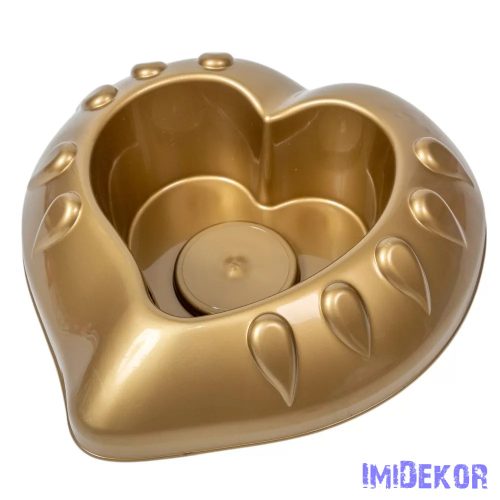 Műanyag szív tál 27x8cm - Arany