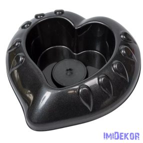 Műanyag szív tál 27x8cm - Grafit