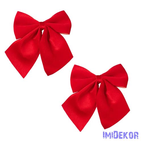 Elegáns bársony masni készlet, 12 x 13cm, 2db. - Piros