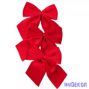 Elegáns bársony masni készlet, 9 x 10cm, 3db. - Piros