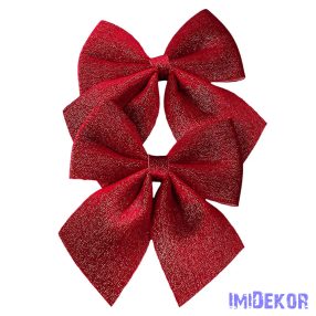 Csillogó bársony masni készlet, 12 x 13cm, 2db. - Bordó