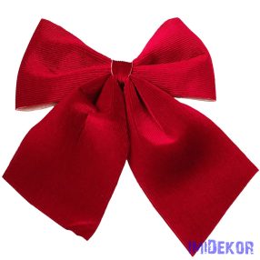 Bordázott bársony masni, 28 x 34cm - Piros