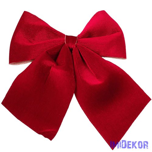 Bordázott bársony masni, 28 x 34cm - Piros