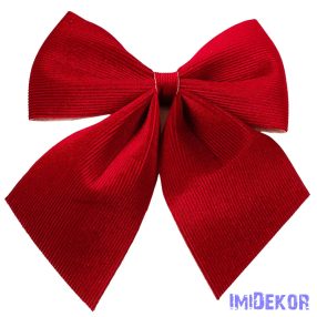 Bordázott bársony masni, 20 x 24cm - Piros