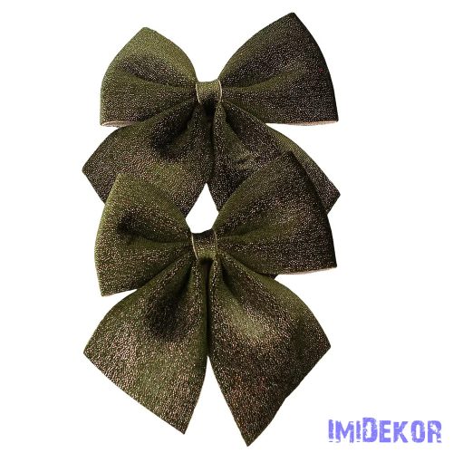 Csillogó bársony masni készlet, 12 x 13cm, 2db. - Zöld