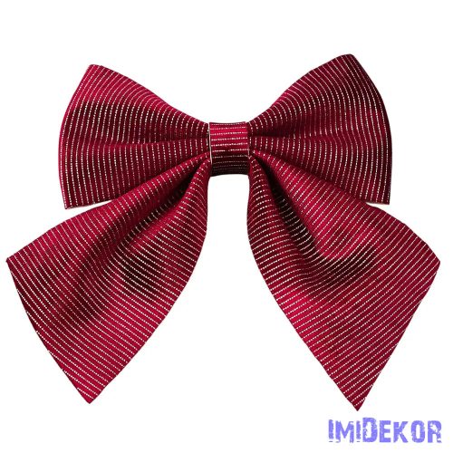 Csíkos bársony masni, 20 x 24cm - Bordó