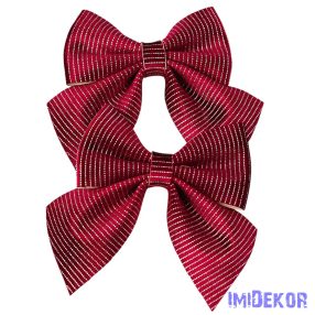 Csíkos bársony masni, 12 x 13cm, 2db. - Bordó