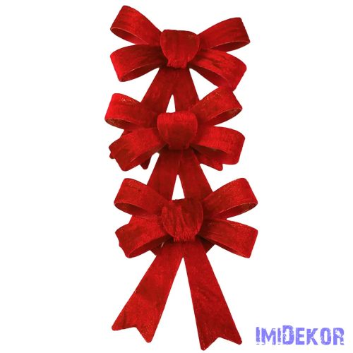 Bársony masni készlet, 9 x 10cm, 3db. - Világos bordó