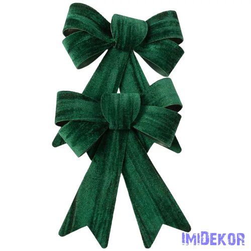 Bársony masni készlet, 15 x 17cm, 2db. - Sötétzöld