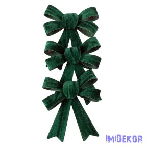 Bársony masni készlet, 9 x 10cm, 3db. - Sötétzöld