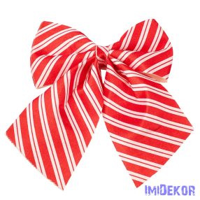 Piros-fehér csíkos masni, 20 x 24cm