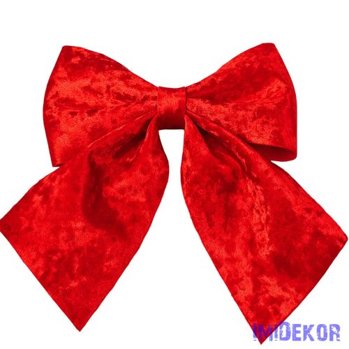 Fényes bársony masni, 20 x 24cm - Piros