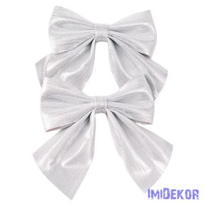 Fényes masni készlet, 2db., 12 x 13cm - Ezüst