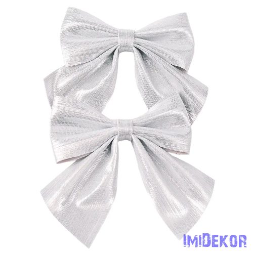 Fényes masni készlet, 2db., 12 x 13cm - Ezüst