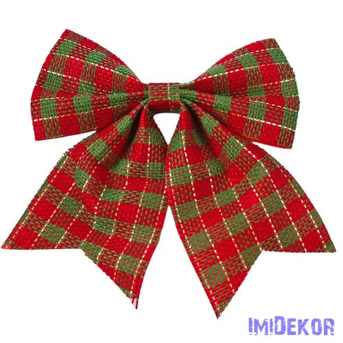 Kockás masni, 20 x 24cm - Piros/Zöld