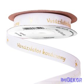   Varázslatos karácsony! feliratos ripsz szalag 16mm x 20m - Fehér
