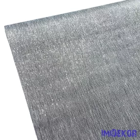   Metál vászon dekorációs anyag, asztali futó, 28cm x 5m - Ezüst