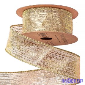   Borneo metál szövet szalag drótos szegéllyel 38mm x 9.1m - Arany