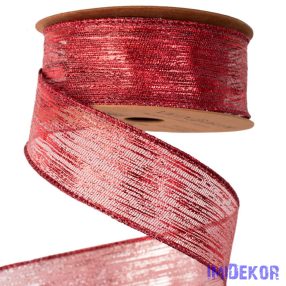   Borneo metál szövet szalag drótos szegéllyel 38mm x 9.1m - Piros