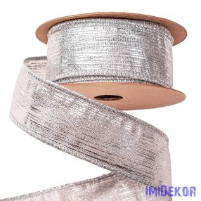   Borneo metál szövet szalag drótos szegéllyel 38mm x 9.1m - Ezüst