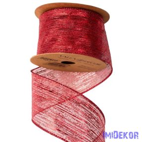   Borneo metál szövet szalag drótos szegéllyel 64mm x 9.1m - Piros