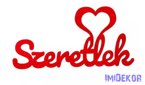 Szívecskés Szeretlek felirat 5db/cs 10x5cm - Piros