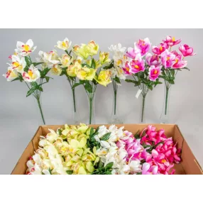 Orchidea 7 fejes selyemvirág csokor 42 cm