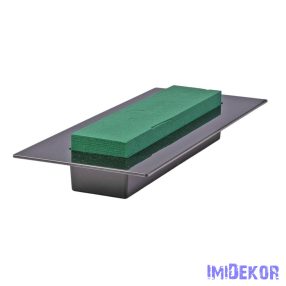   Ikebana téglalap, vizes tűzőhabbal 29x7cm, fekete tálban 39x17cm