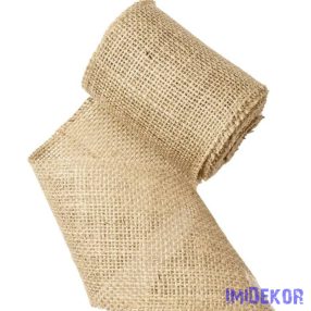   Natúr juta szalag varrott szegéllyel 10 cm x 5 m zsákszalag