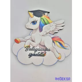 Repülő unikornis tábla ballagó kalapban - Feliratos