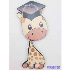 Zsiráf táblácska ballagó kalapos - Feliratos