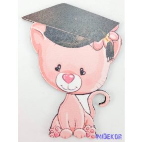 Szívszemű cica ballagó kalapos tábla