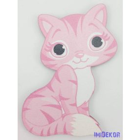 Mosolygó rózsaszín cirmos cica tábla