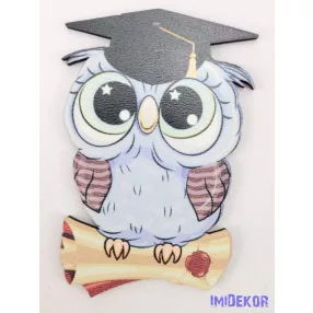 Kék cuki bagoly tábla ballagó kalapban