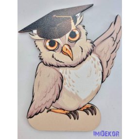 Állásos bagoly tábla ballagó kalapban