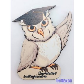 Állásos bagoly tábla ballagó kalapban - Feliratos