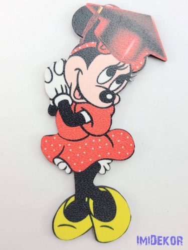 Minnie piros ruhás tábla ballagó kalapban