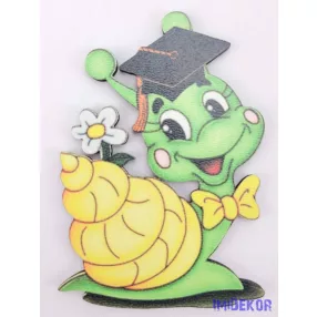 Vigyorgó csiga virággal tábla ballagó kalapban