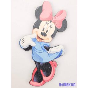 Minnie kék ruhában rózsaszín masnival a fején tábla