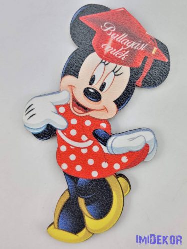 Minnie piros pöttyös ruhában ballagó kalapban tábla - Feliratos