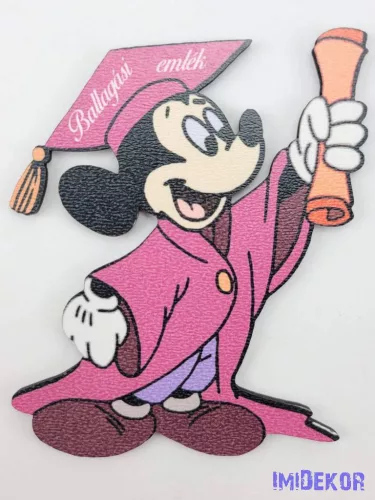 Mickey talárban és kalapban tábla pink - Feliratos