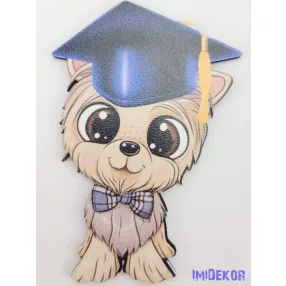 Masnis yorki kutyus tábla ballagó kalapos